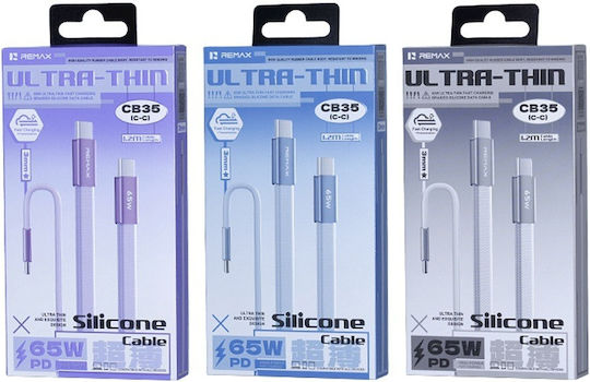 Remax Flaches USB Typ-C Kabel - USB-C 65W PD Lila 1,2m CB35