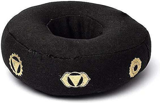 Cotton Support Pillow Singing Bowl Black Chakra Symbols 13x5cm
