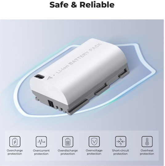 K&F Concept 2er Pack LP-E6NH Kamera-Batterien 2600mAh Kapazität Typ-C Schnelles Laden
