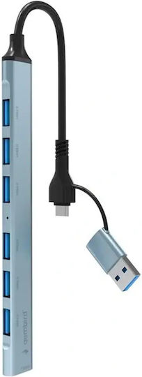Gembird 7-Port USB 3.2 Hub with USB-A / USB-C Connection Silver