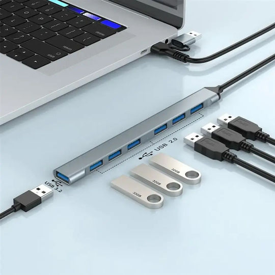 Gembird 7-Port USB 3.2 Hub with USB-A / USB-C Connection Silver