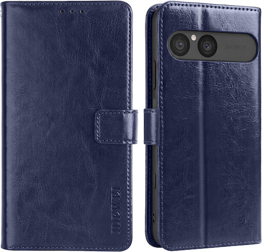 Avizar Husa Telefoane Xperia 10 Vii Tip Wallet Din Piele Efect Marmorat Cu Funcție Stand Culoare Albastru Închis Noapte