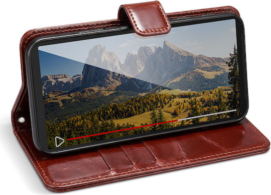 Avizar Xperia 10 Vii Brieftasche Hülle In Marmoriertem Leder-Optik Stand Funktion Braun