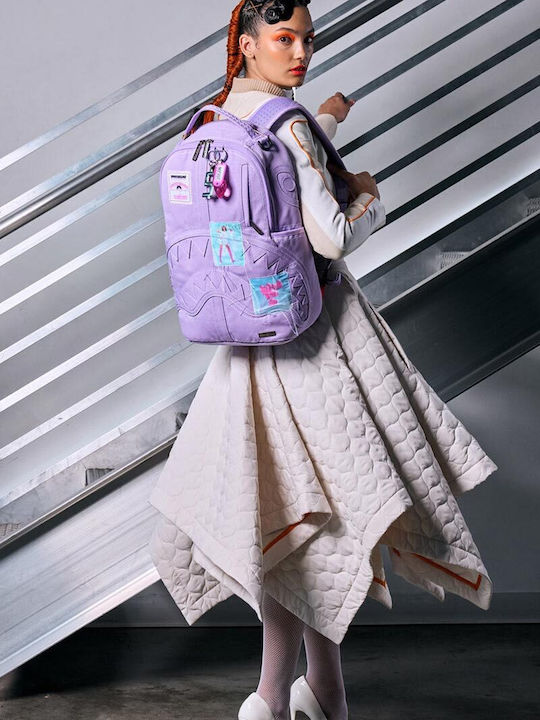 Sprayground Purple Canvas Stitch School Backpack for Junior High - High School with Water Bottle Holder Passport To Paradise Canvas 29 x 15 x 45.7cm