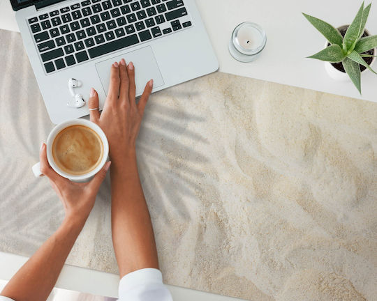 Non-Slip Desk Pad Leaf Shadow Design In Sand 120x60 Cm
