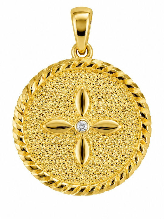 Senzio Belibasakis Charm Talisman Constantine with Stones in 9 K Gold with Zircon