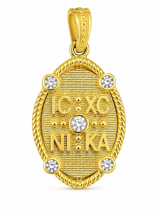 Senzio Belibasakis Charm Фулактó Константин с Камъни от Злато 9К с Зиркон