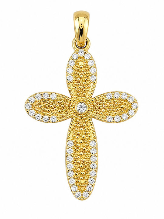 Senzio Belibasakis Women's Gold Cross 9K Double Sided Without Chain