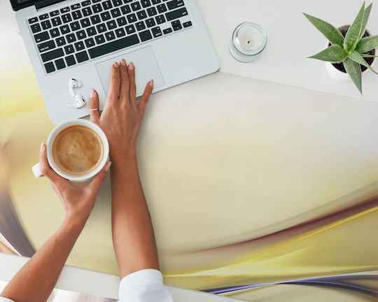 Vinyl Desk Pad Thin Abstract Lines Print 120x60 cm