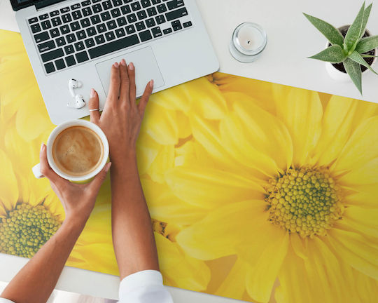 Non-Slip Protective Desk Mat Sunflower Graphics 120x60 Cm