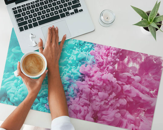 Modern Multicolour Smoked Water Vinyl Keyboard Desk Pad 90x45 cm