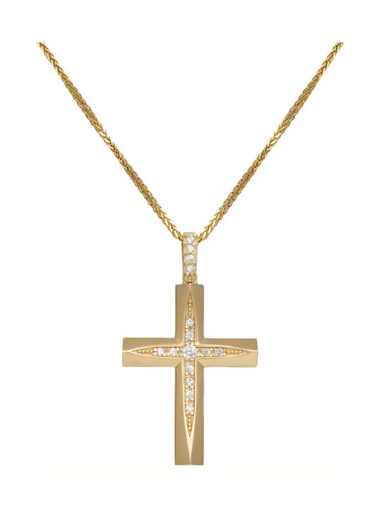Crucifix Aur Pentru Femei 9 Carate Față Și Spate