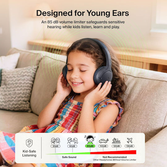 Belkin Soundform Mini 2 Wireless / Wired Kids' On Ear Headphones with 55 Hours Playing Time Black