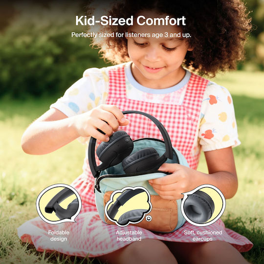 Belkin Soundform Mini 2 Wireless / Wired Kids' On Ear Headphones with 55 Hours Playing Time Black