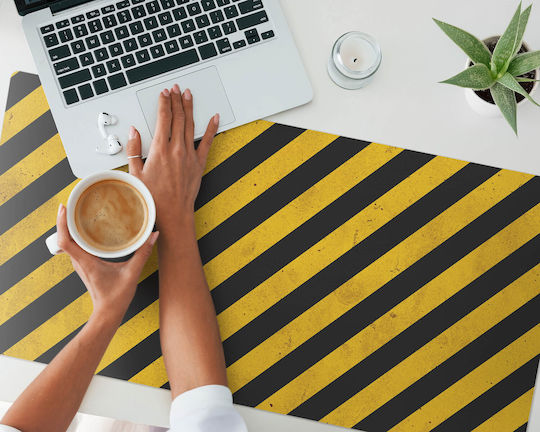 Modern Protective Mouse Mat Diagonal Warning Stripes 100x50 Cm