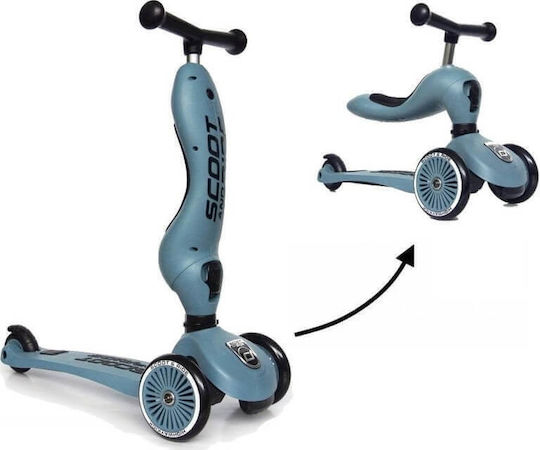 Scoot & Ride Kinderroller Highwaykick 1 & Helm S Steel für 5+ Jahre Grau