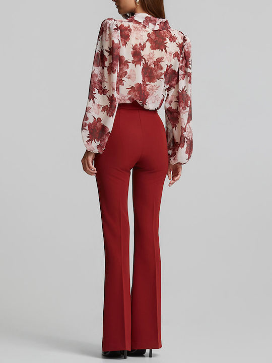 Women's Long Sleeve Blouse Dark Red