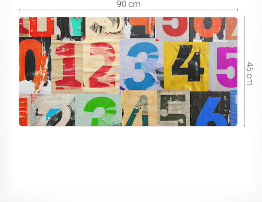 Durable Non-Slip Desk Mat Multicolour Numbers Collage 90x45 Cm