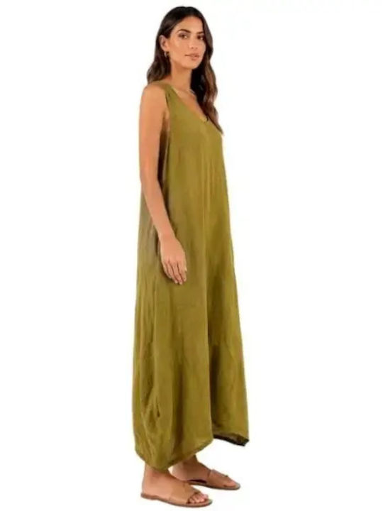 Damen Leinen Pantaloons Khaki