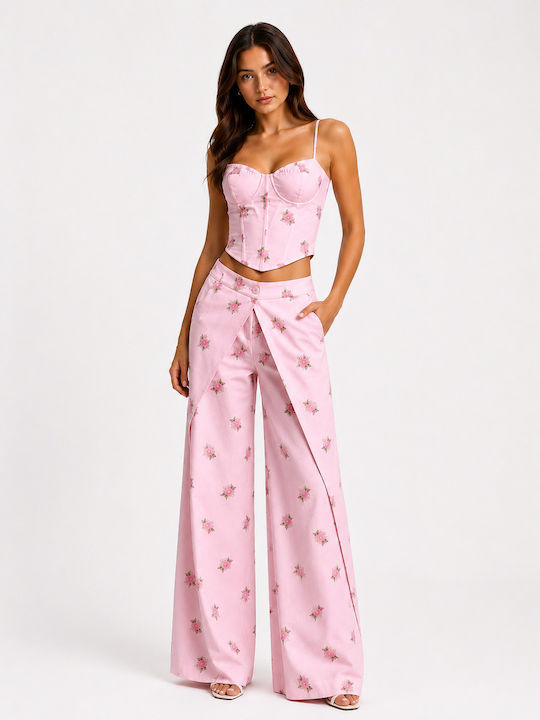 Women's Black Set with Floral Trousers