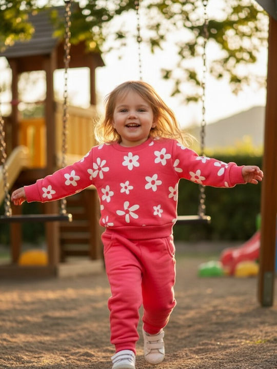 Kids Sweatpants Set Coral 2 Pieces