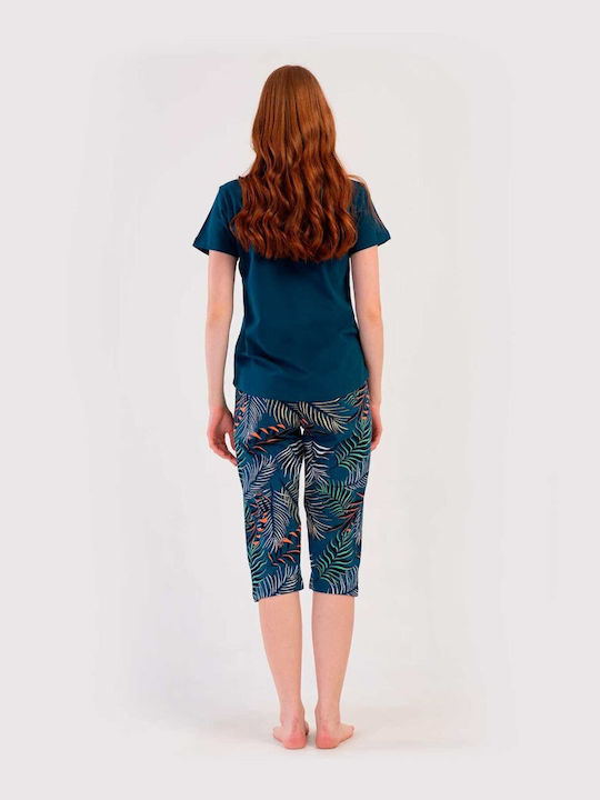 Vienetta Secret Summer Women's Cotton Pyjama Set Silver Pine