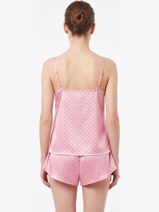 Jumelles Babydoll Roz Cu Verde Cu Buline Vară