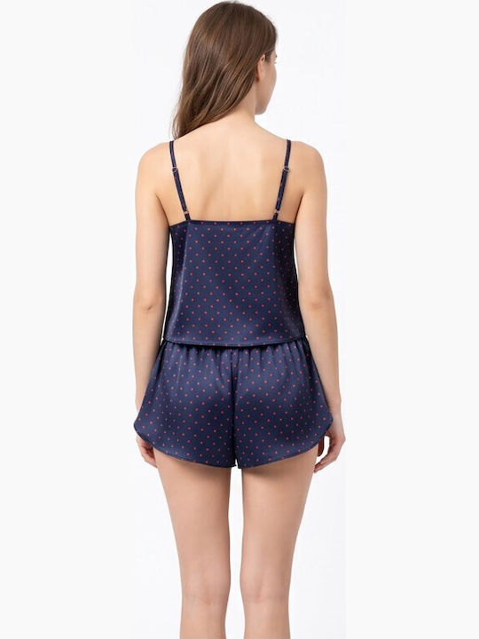 Jumelles Καλοκαιρινό Babydoll Μπλε Με Πορτοκαλι Πουα