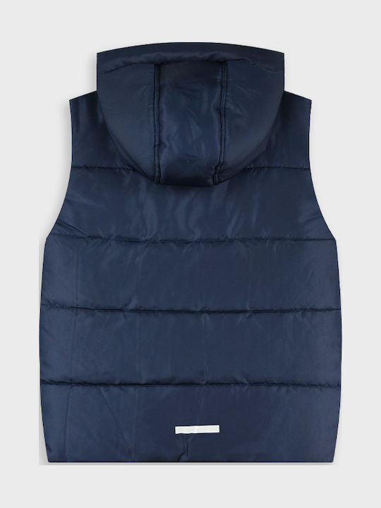 Kids Quilted Sleeveless Short Hooded Jacket Black
