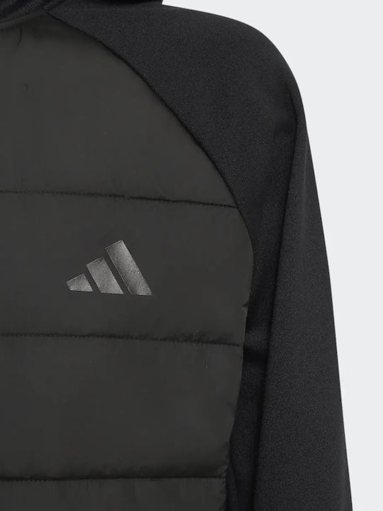 Kids Sports Jacket Short with Lining & Hood Black