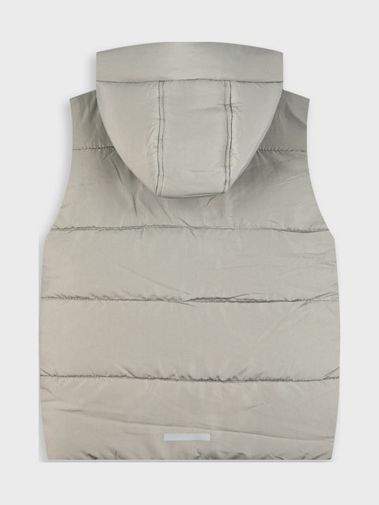 Kids Quilted Sleeveless Short Hooded Jacket Black