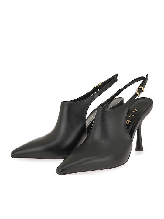 Leather Heels with High Heel Black