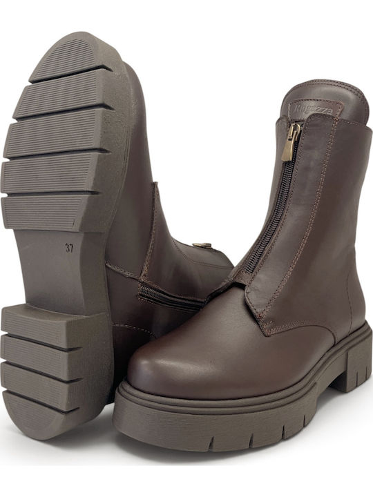 Leder Damen Stiefeletten Braun