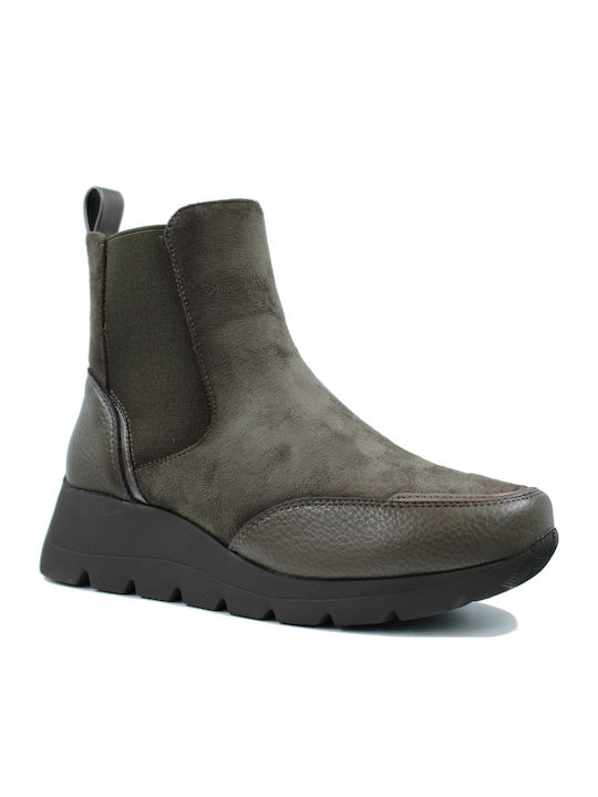 Suede Women's Chelsea Ankle Boots Khaki