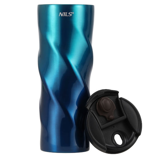 Nils Ποτήρι Θερμός Ανοξείδωτο 500ml Μπλε με Λαβή