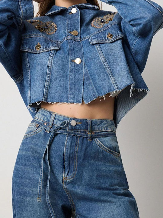 Jachetă Dama Din Denim Albastru