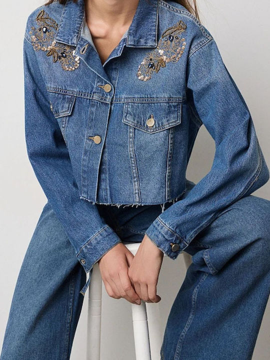 Jachetă Dama Din Denim Albastru