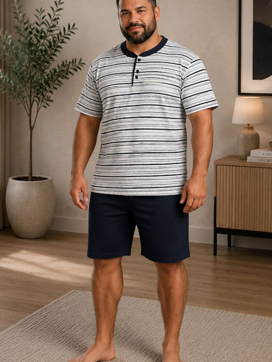 Rimoli Plus Size Summer Men's Cotton Pyjamas Grey
