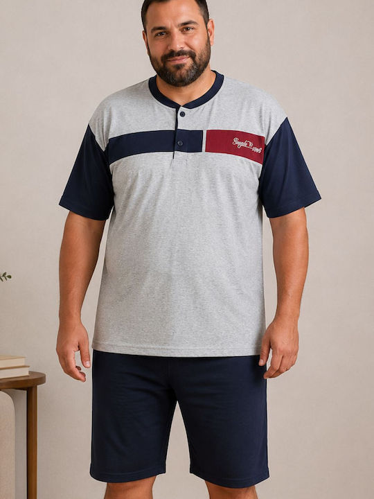 Rimoli Plus Size Summer Men's Cotton Pyjamas Grey