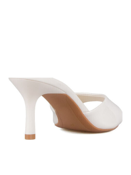 Mules In Patent Leather With High Heel In Beige Colour