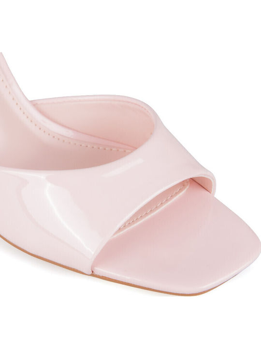 Mules In Patent Leather With High Heel In Pink Colour