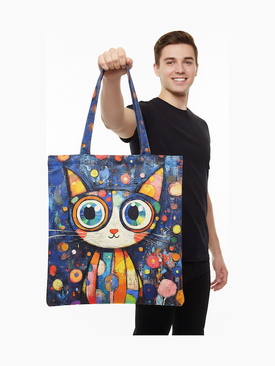 Inspiral Tree Geantă De Umăr Din Țesătură Pisică Multicoloră Sacose De Cumparaturi