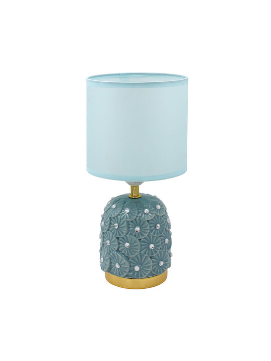 Keskor Ceramic Vintage Table Lamp for E27 Socket with Turquoise Shade and Base