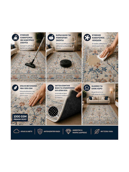 Non-Slip Rectangular Grey Rug 120x180cm