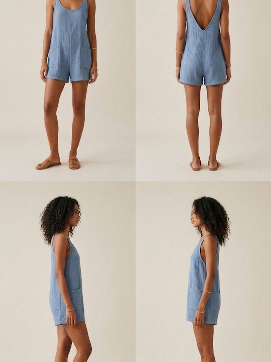 Salopetă Întreagă Pantaloni Scurți Albastru Agapi-Jump-Blue-01