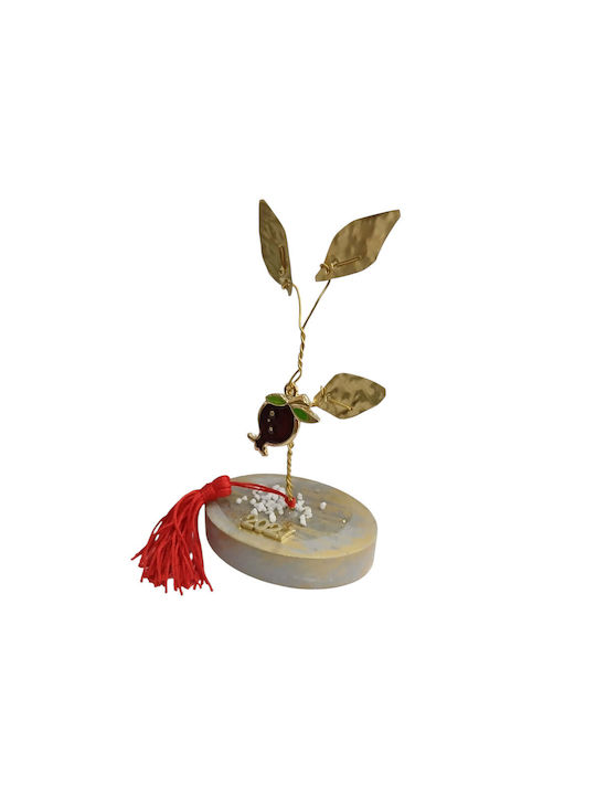 Kalliopi Silver Tabletop New Year's Lucky Charm Grey Pomegranate Made of Stone 2027 6x8cm