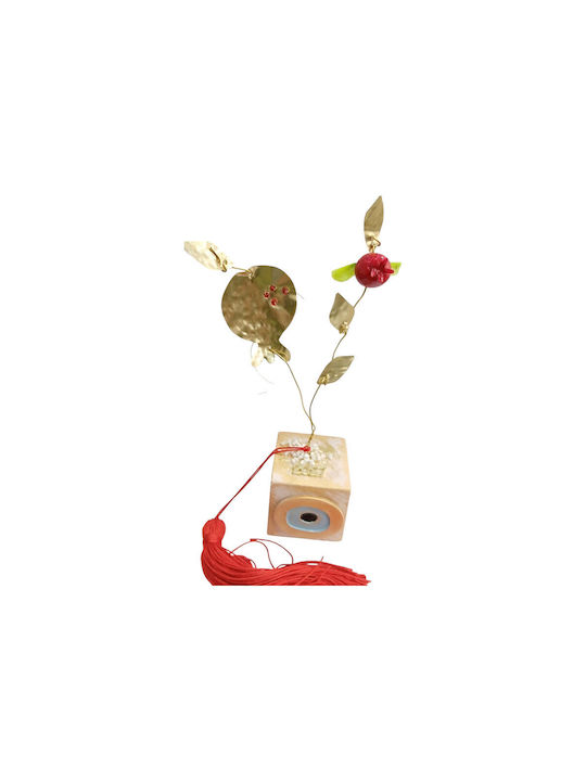 Kalliopi Silver Tabletop New Year's Lucky Charm Bronze Pomegranate Made of Metal 2027 5x5cm