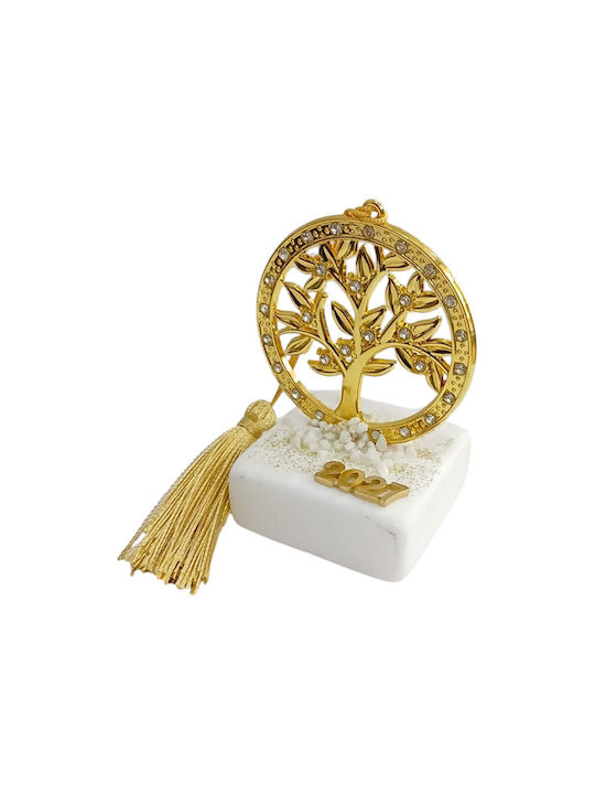 Kalliopi Silver Tabletop New Year's Lucky Charm Little Gold Tree Made of Stone 2027