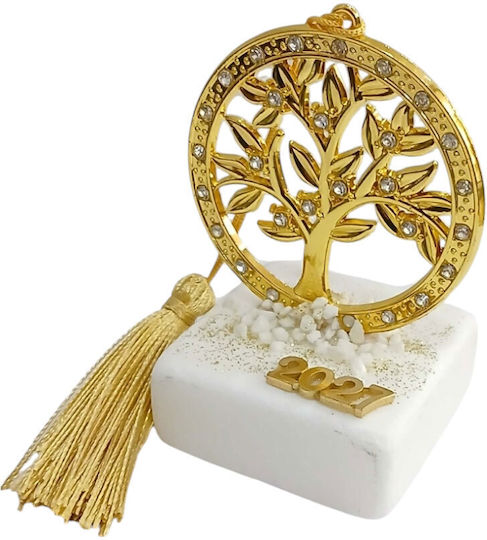 Kalliopi Silver Tabletop New Year's Lucky Charm Little Gold Tree Made of Stone 2027 Kalliopi Silver Tabletop New Year's Lucky Charm Little Gold Tree Made of Stone 2027