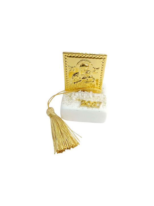 Kalliopi Silver Tabletop New Year's Lucky Charm Gold Stone 2027 5x8cm